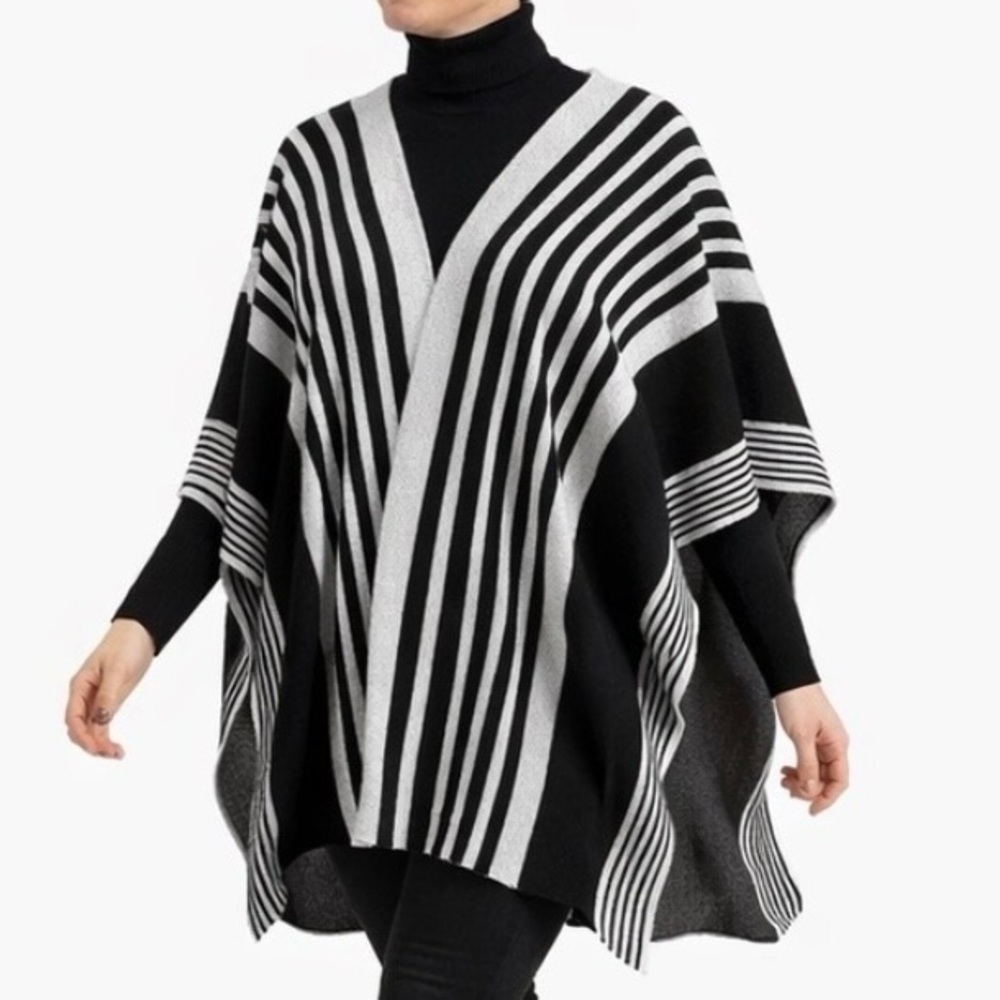 Mudd Vertical Stripe Knit Shawl Wrap Poncho OS